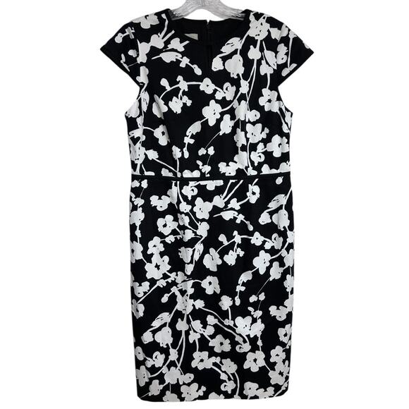 Hobbs London Sophia Floral Sheath Dress Women’s 14 UK/ 10 US Floral Black Ivory - Picture 3 of 8